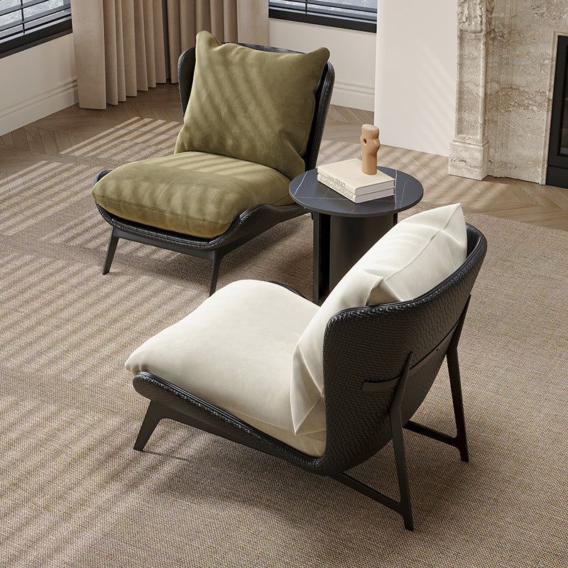Traditional Vintage L-Shape Velvet Leather Cotton Carbon Steel Single Person Lazy Sofa Backrest Armless For Living Room