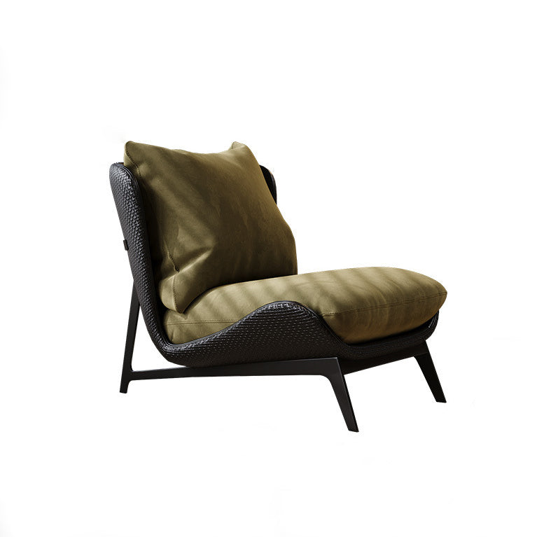 Traditional Vintage L-Shape Velvet Leather Cotton Carbon Steel Single Person Lazy Sofa Backrest Armless For Living Room