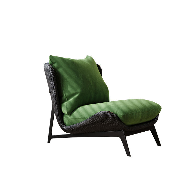 Traditional Vintage L-Shape Velvet Leather Cotton Carbon Steel Single Person Lazy Sofa Backrest Armless For Living Room