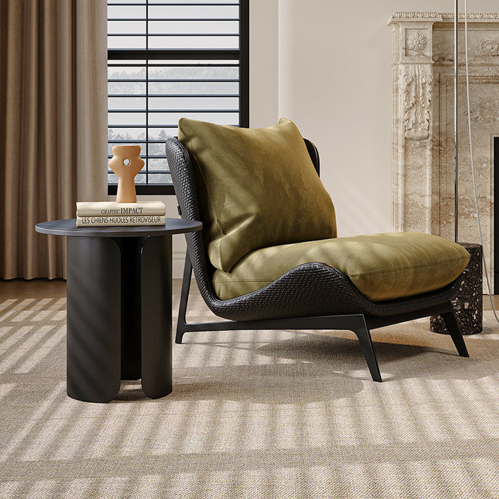 Traditional Vintage L-Shape Velvet Leather Cotton Carbon Steel Single Person Lazy Sofa Backrest Armless For Living Room