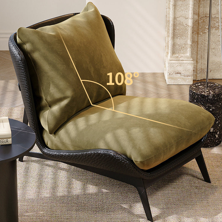 Traditional Vintage L-Shape Velvet Leather Cotton Carbon Steel Single Person Lazy Sofa Backrest Armless For Living Room