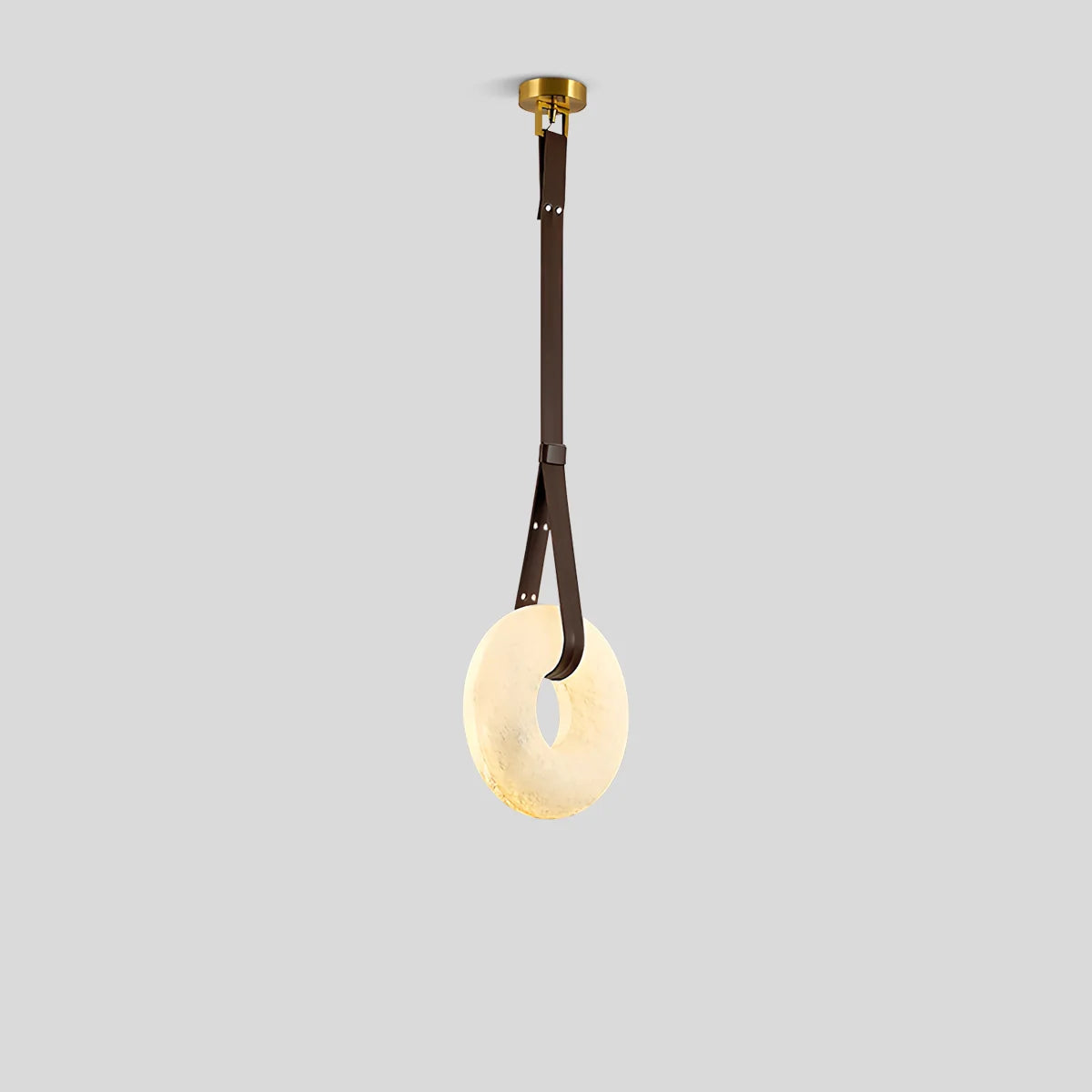 Antizer Round Spanish Alabaster Pendant Light Leather Hanging Wire