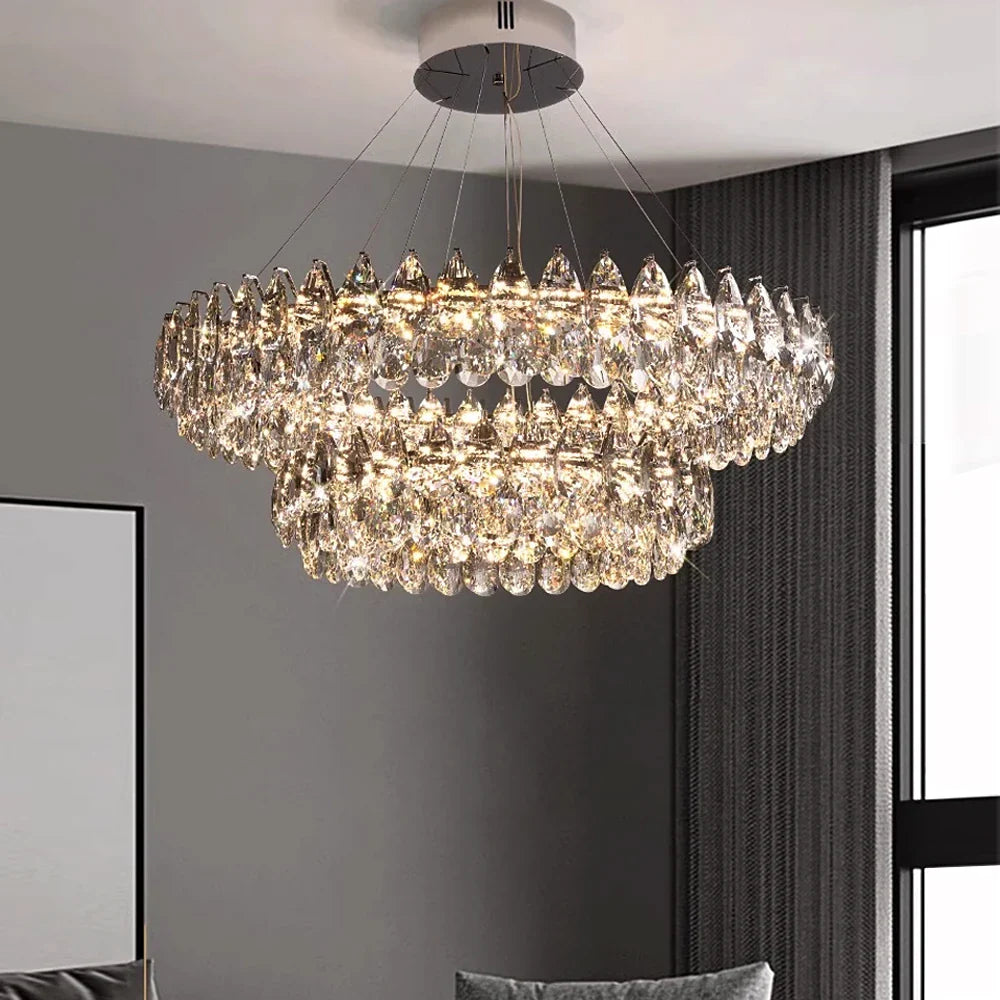 Crystal Dual Tier Water Drop  Chandelier
