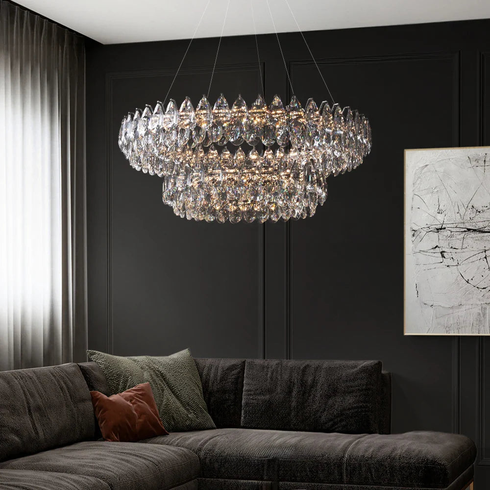 Crystal Dual Tier Water Drop  Chandelier