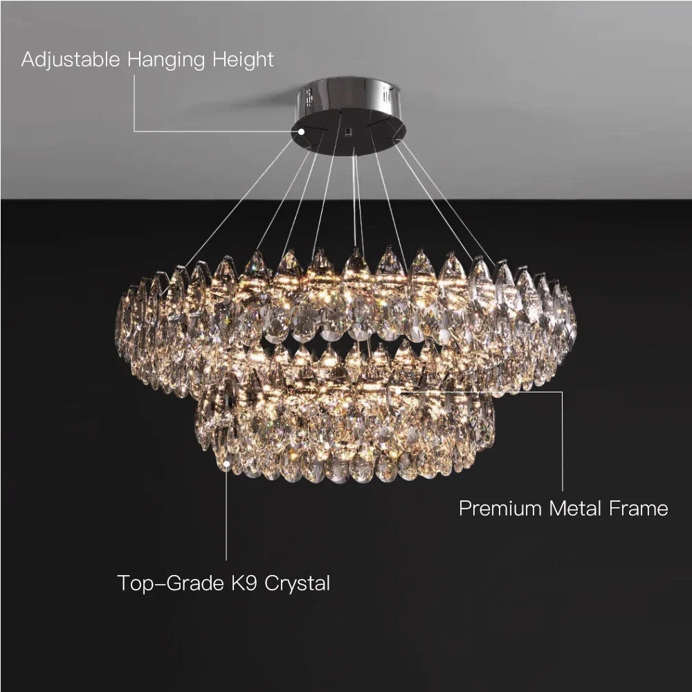 Crystal Dual Tier Water Drop  Chandelier