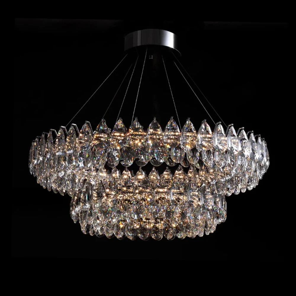 Crystal Dual Tier Water Drop  Chandelier