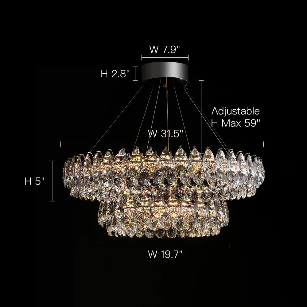 Crystal Dual Tier Water Drop  Chandelier
