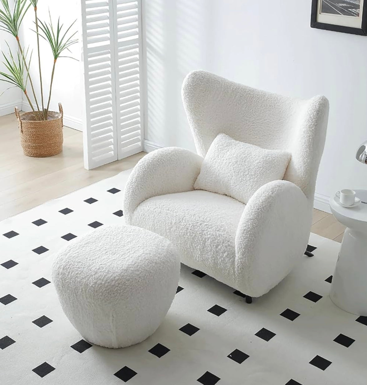 Sherpa Elegant  Accent Chair with Ottoman SCL