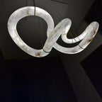 Oslo Designer Inspired Double Loop Symmetrical Alabaster Chandelier