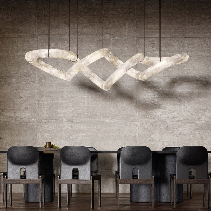 Oslo Designer Inspired Double Loop Symmetrical Alabaster Chandelier