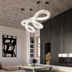 Oslo Designer Inspired Double Loop Symmetrical Alabaster Chandelier