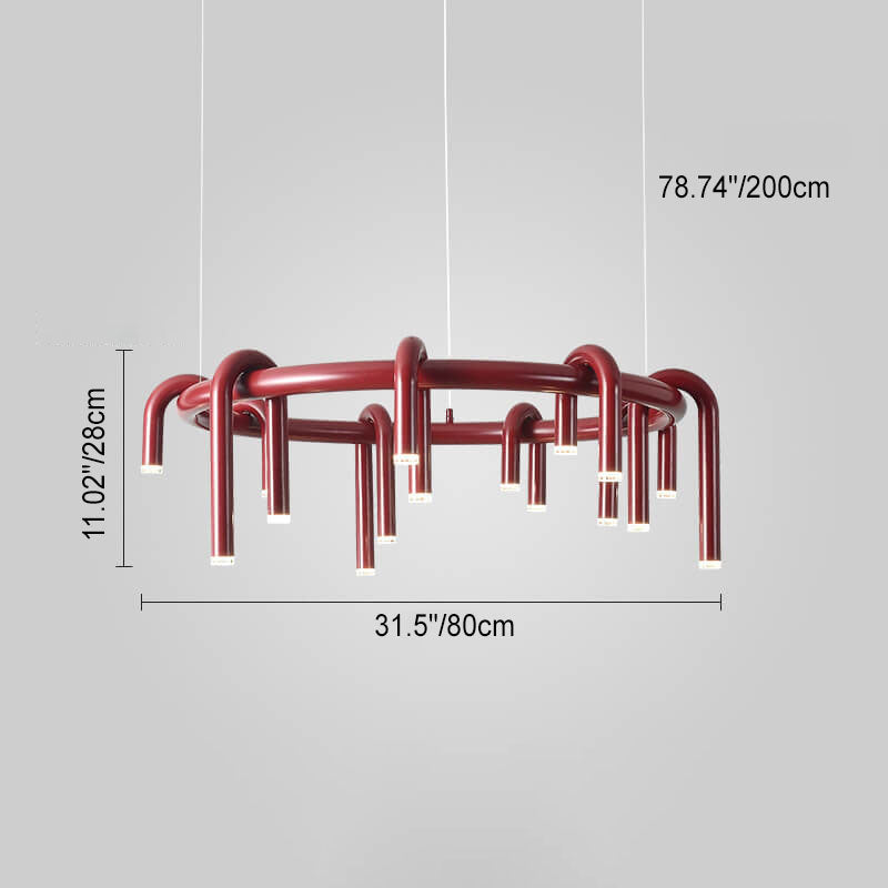 Modern Mid-Century Iron Geometric Line Combination LED Chandelier For Living Room