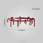 Modern Mid-Century Iron Geometric Line Combination LED Chandelier For Living Room