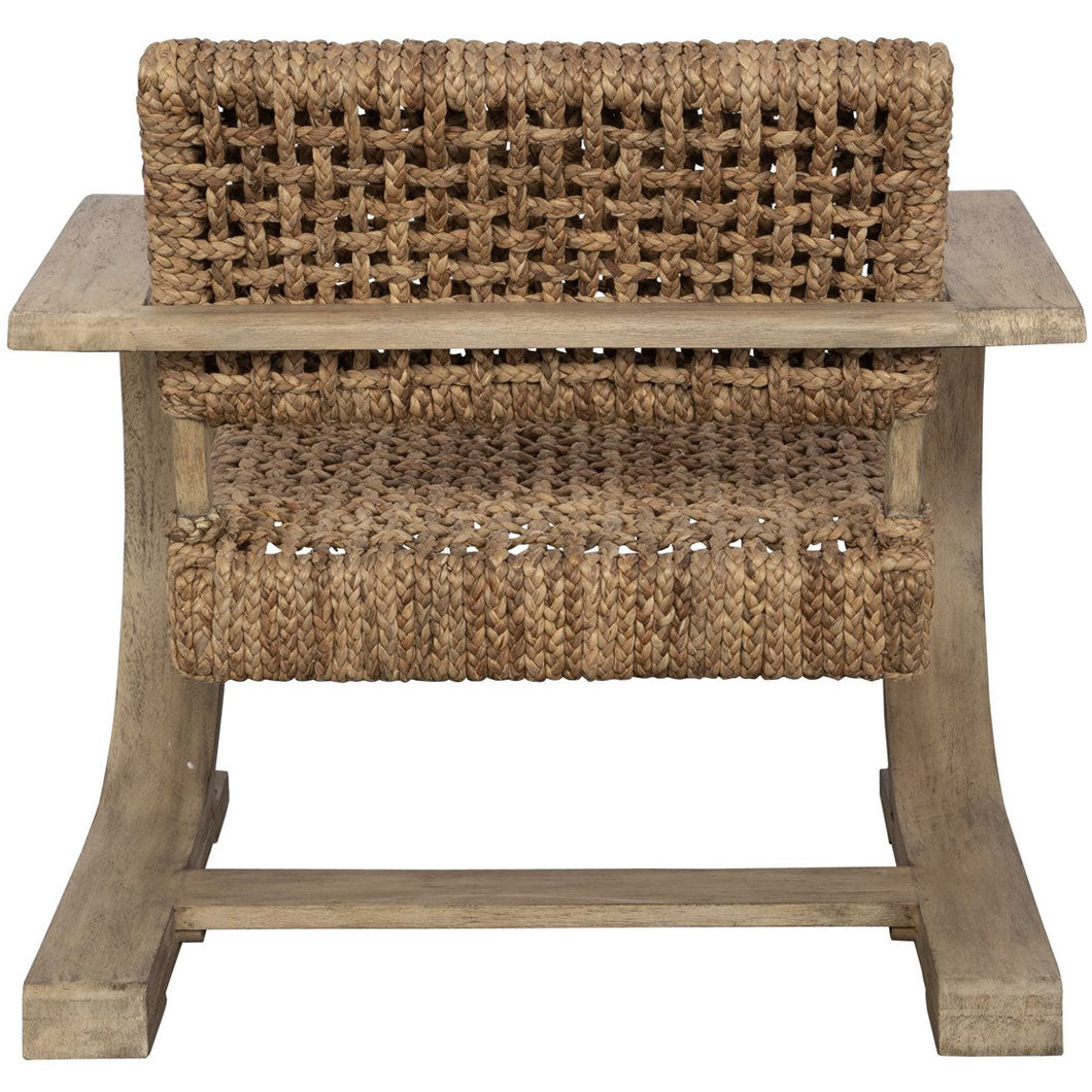 Rehema Natural Woven Water Hyacinth Accent Chair with Solid Wood Frame
