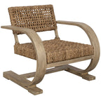 Rehema Natural Woven Water Hyacinth Accent Chair with Solid Wood Frame