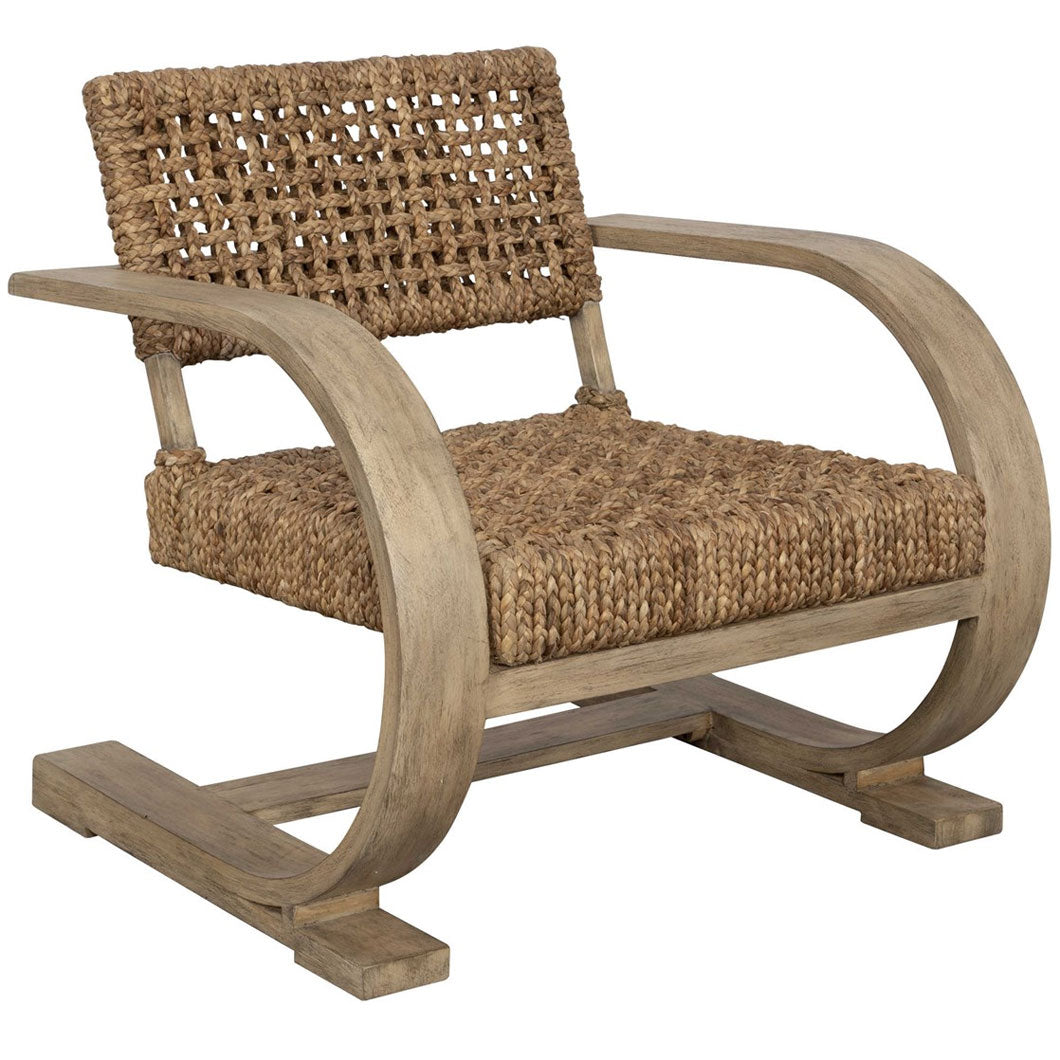 Rehema Natural Woven Water Hyacinth Accent Chair with Solid Wood Frame