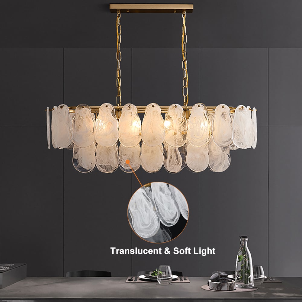 Cloude Modern Multi-Tier Cloud Glass Pendant Light Kitchen Island Light Adjustable Chain