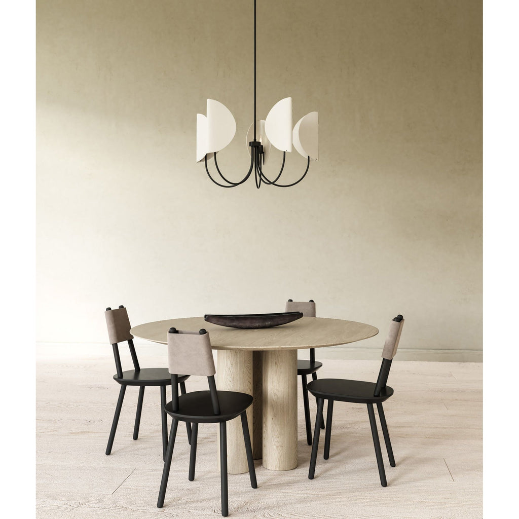 Seno Origami-Inspired Chandelier - Folded Metal/Cotton Shade, Warm Ambient Lighting, Sloped Ceiling Compatible