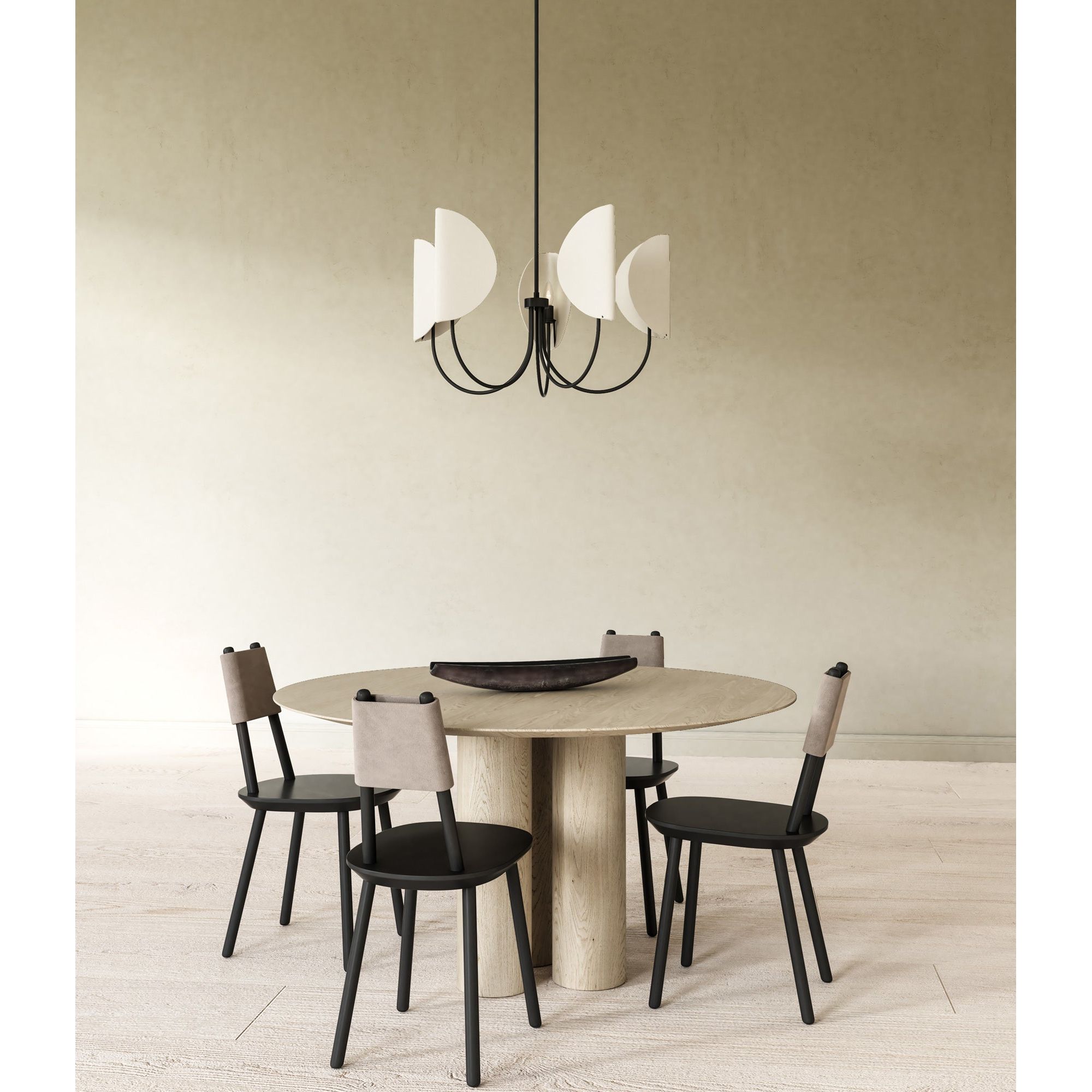 Seno Origami-Inspired Chandelier - Folded Metal/Cotton Shade, Warm Ambient Lighting, Sloped Ceiling Compatible