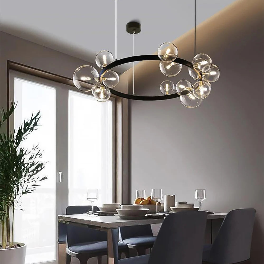 Bubi Modern Black Glass Bubble Chandelier