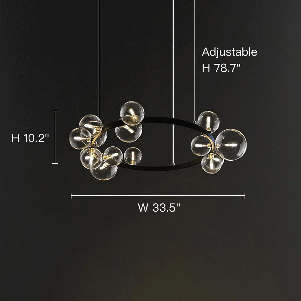 Bubi Modern Black Glass Bubble Chandelier