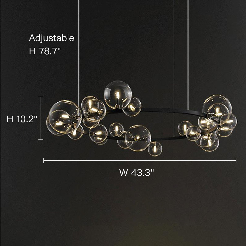 Bubi Modern Black Glass Bubble Chandelier