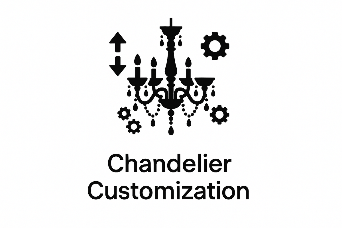 Chandelier Customization Icon in black with the description on the bottom