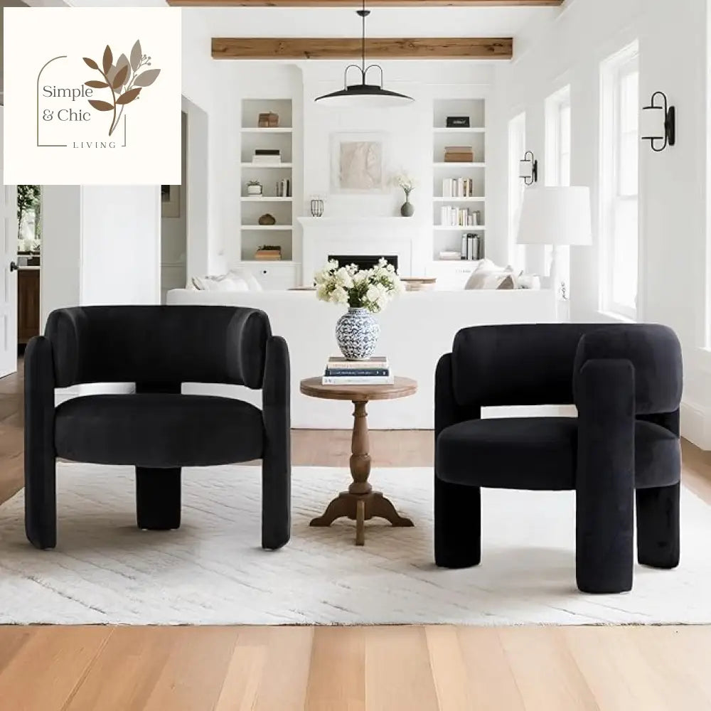 Colony Modern Velvet Accent Chairs Set of 1 / Black Furniture