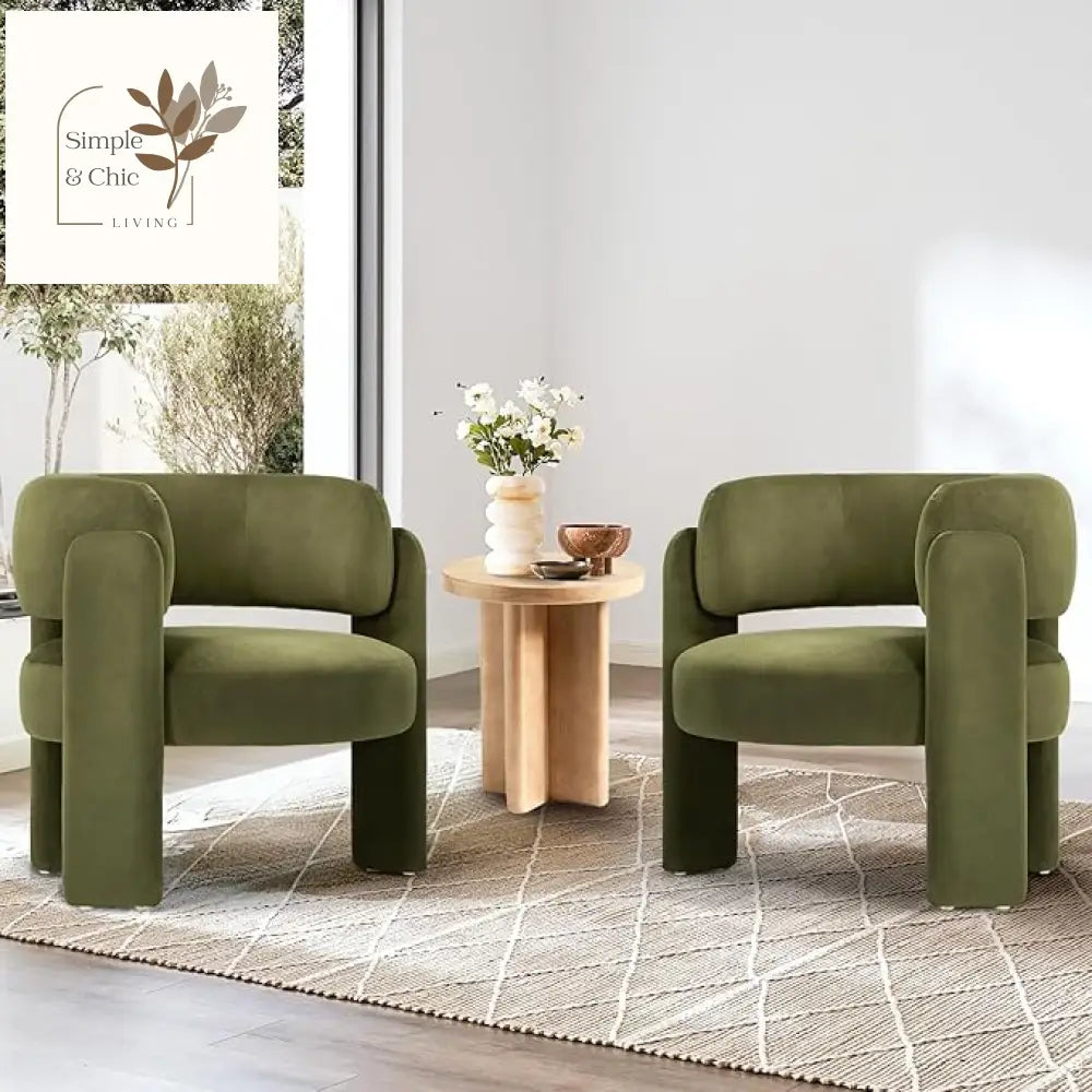 Colony Modern Velvet Accent Chairs Set of 1 / Green Furniture