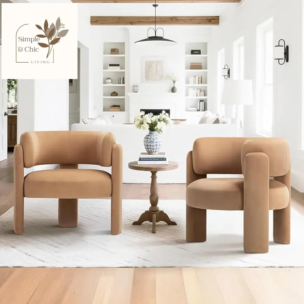 Colony Modern Velvet Accent Chairs Set of 1 / Khaki Furniture