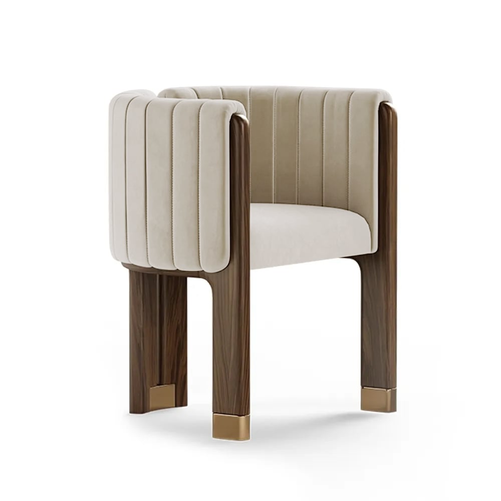 Velvet Fluted Upholstered Accent Chair with Wood Frame Set of 2