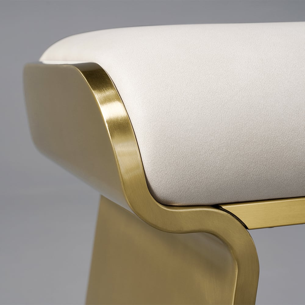 Upart Leath-aire Upholstered Vanity Stool with Gold Frame