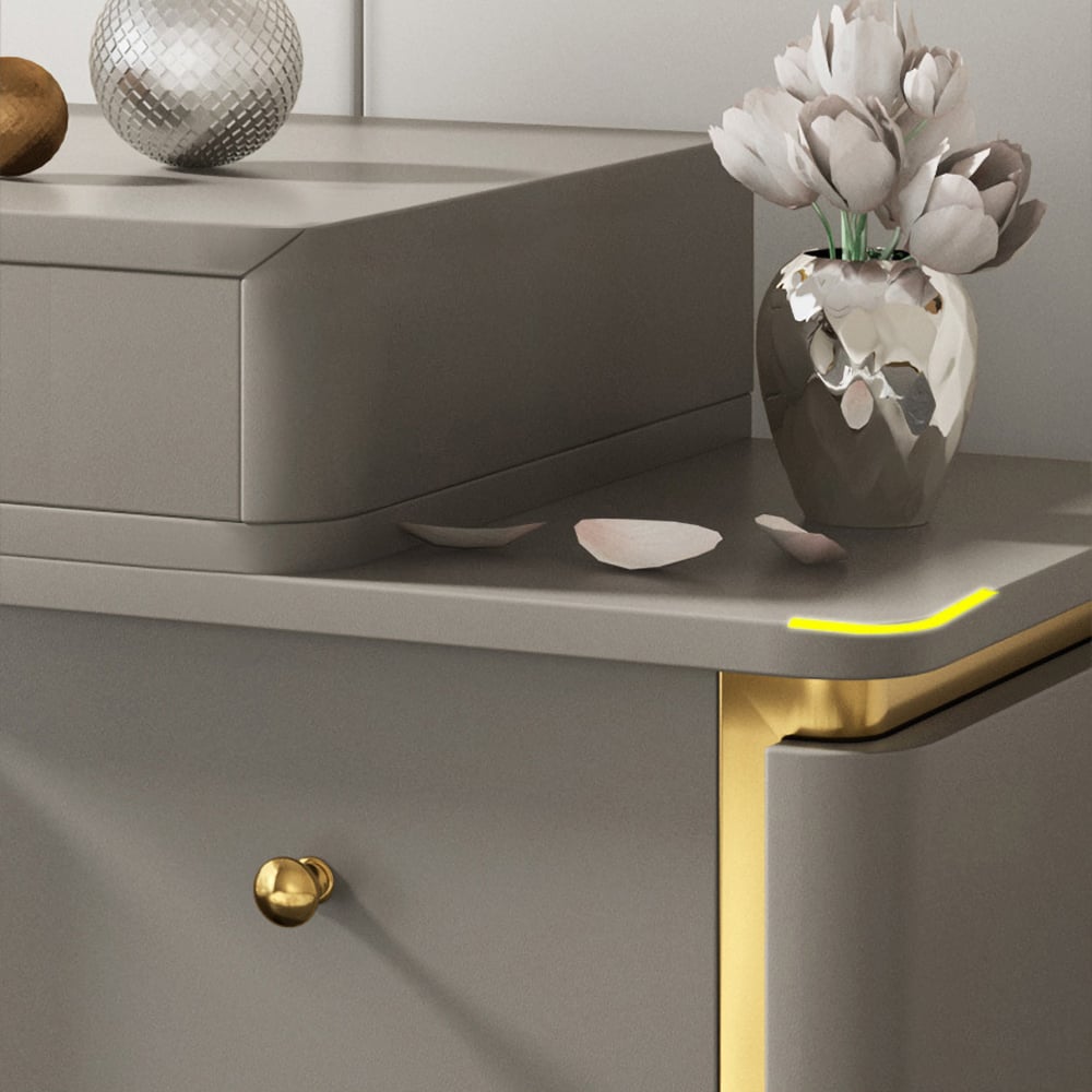 Makeup Vanity Set with Drawers Retractable Dressing Table Stool & Mirror Included