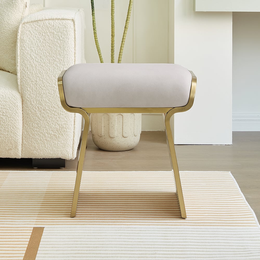 Upart Leath-aire Upholstered Vanity Stool with Gold Frame