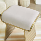 Upart Leath-aire Upholstered Vanity Stool with Gold Frame