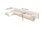 Modern L-Shaped Modular White Boucle Corner Sectional Sofa Loveseat with Wood Legs