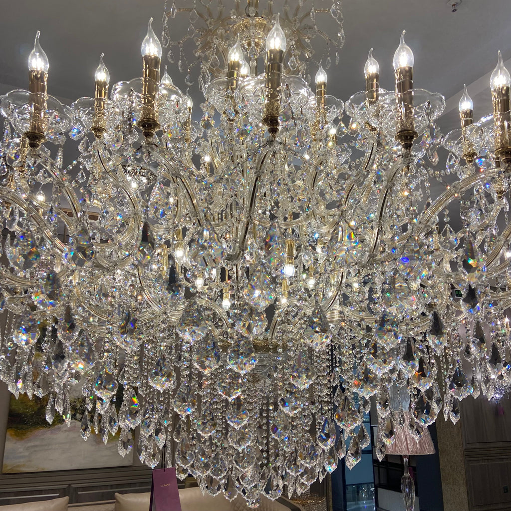 Extra Large Elegant Crystal Chandelier in Branch Style with Candle Layers for Stairs Living Room and Foyer