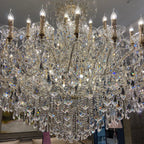 Extra Large Elegant Crystal Chandelier in Branch Style with Candle Layers for Stairs Living Room and Foyer