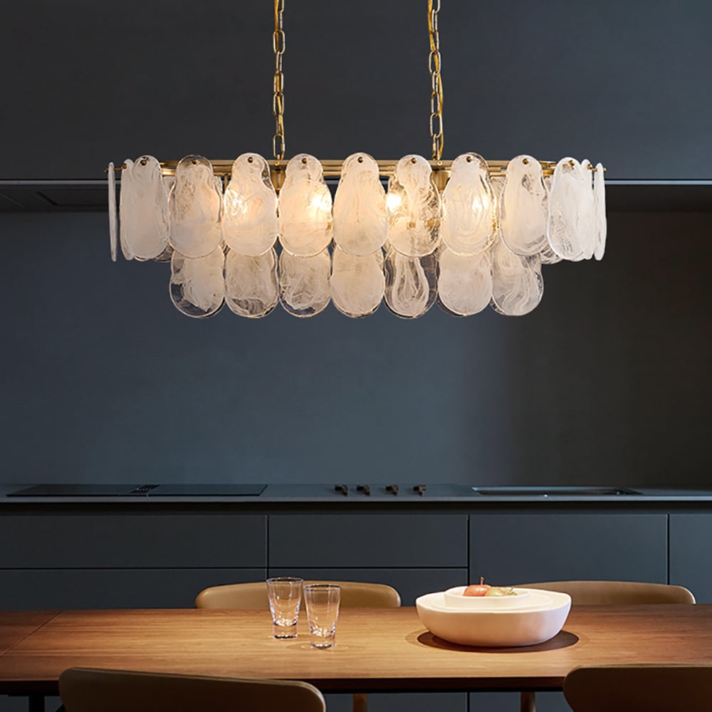 Cloude Modern Multi-Tier Cloud Glass Pendant Light Kitchen Island Light Adjustable Chain