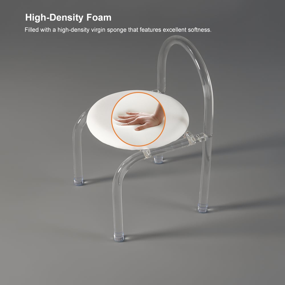 Modern White Vanity Stool with Back Velvet Upholstered Acrylic Chair for Bedroom