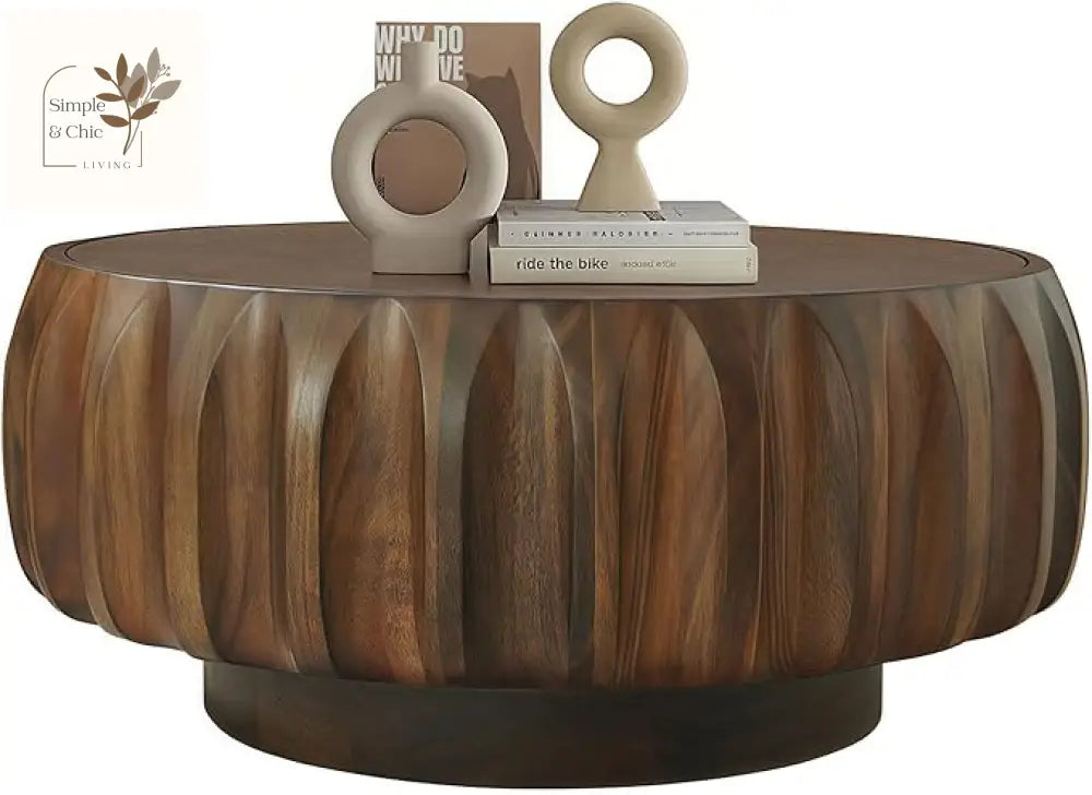 Elima Round Walnut Coffee Table Coffee Tables