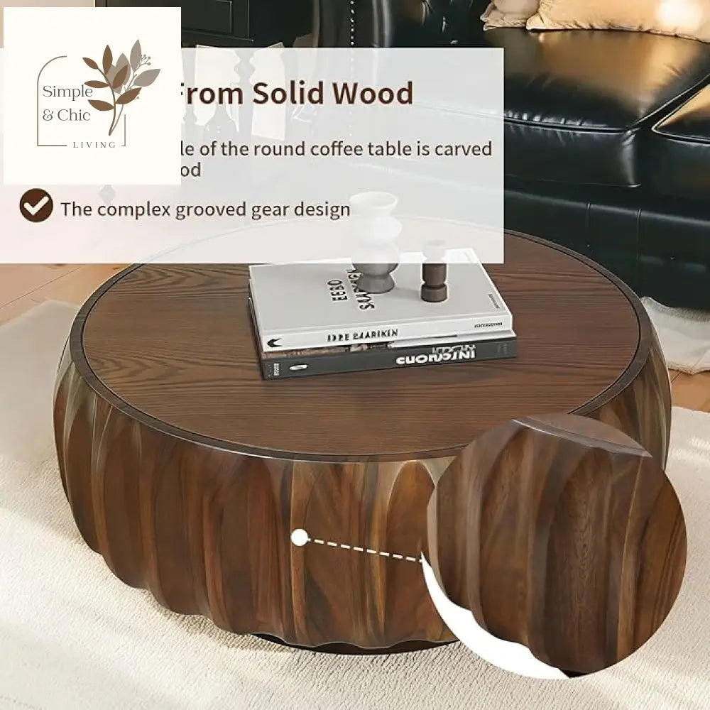 Elima Round Walnut Coffee Table Coffee Tables