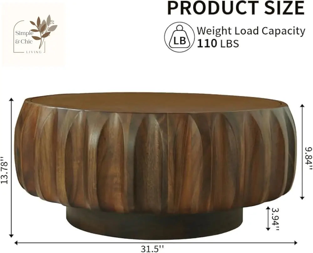 Elima Round Walnut Coffee Table Coffee Tables