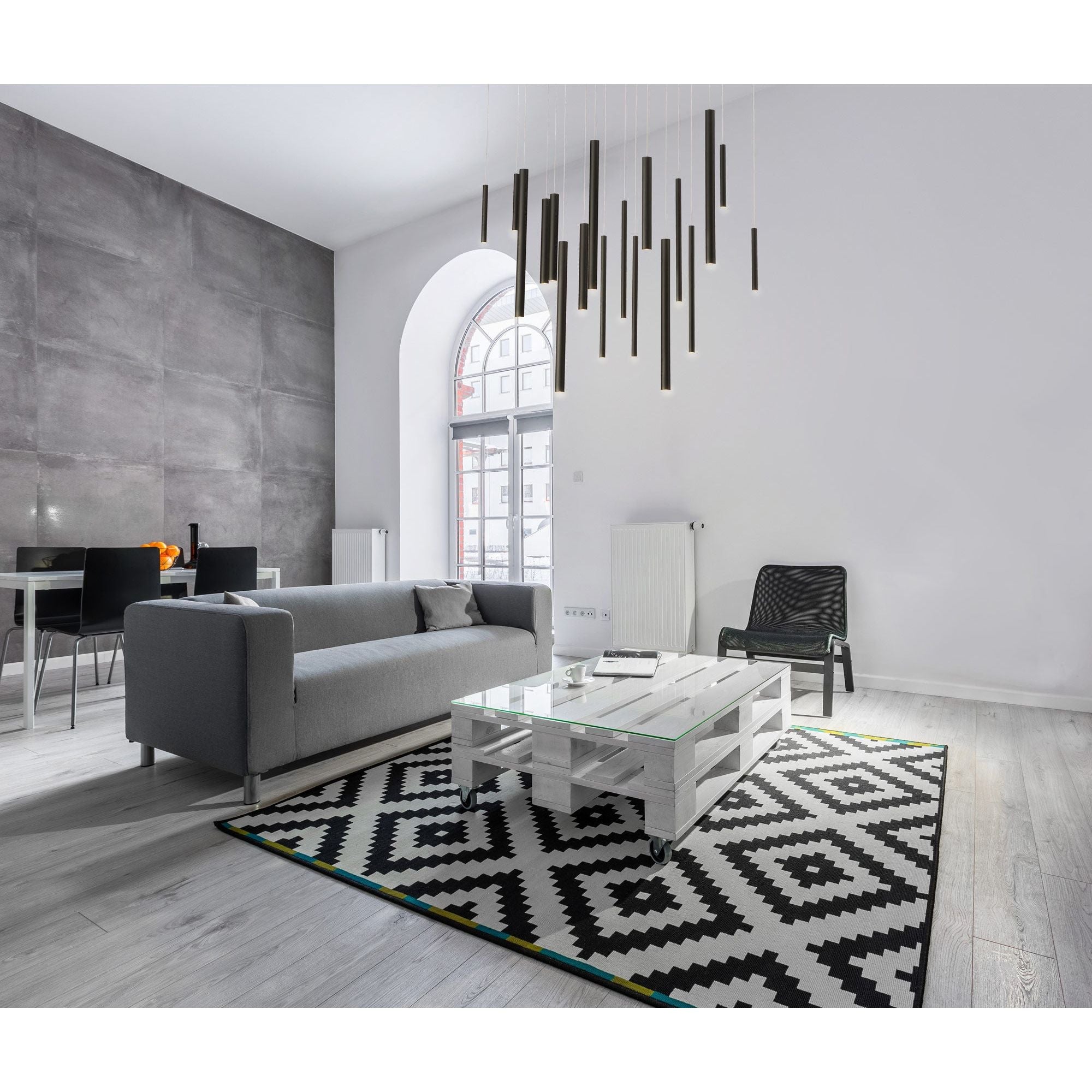 Santana Modern Linear Multi-Light Pendant Chandelier - Adjustable Height Aluminum Tube Fixture