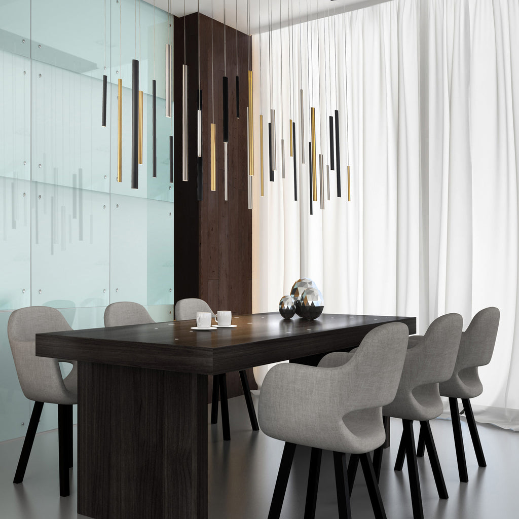 Santana Modern Linear Multi-Light Pendant Chandelier - Adjustable Height Aluminum Tube Fixture