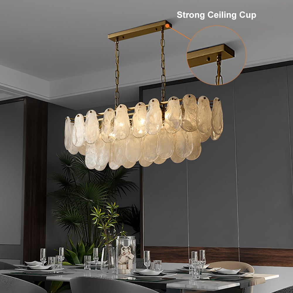 Cloude Modern Multi-Tier Cloud Glass Pendant Light Kitchen Island Light Adjustable Chain