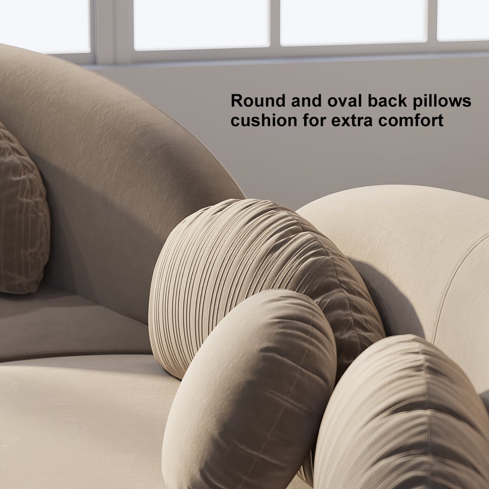 146" 4-Piece Curved Velvet Sectional Sofa with Ottoman & Pillows