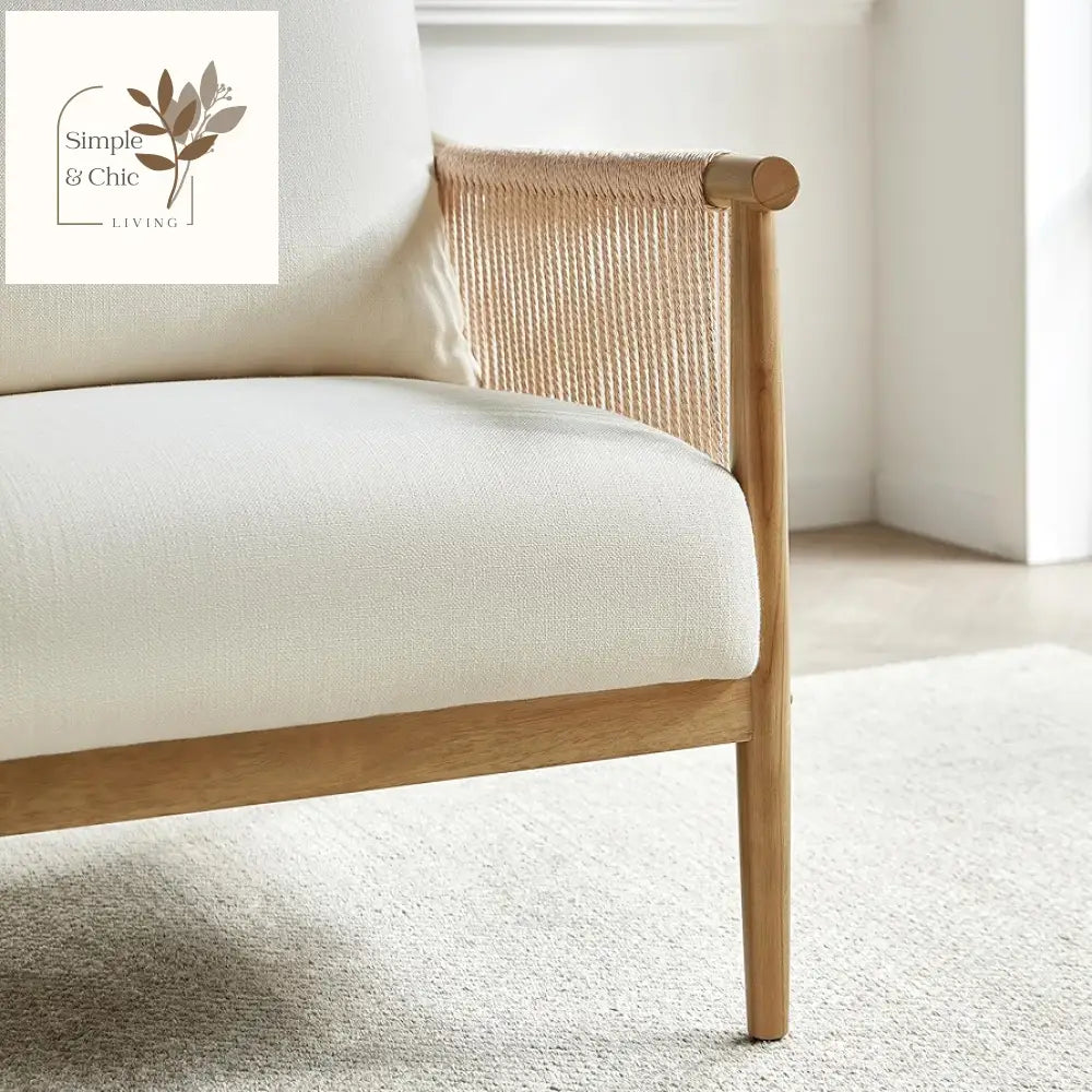 CHITA Braid Armchair Set of 2, Modern Accent Chair for Living Room, Cream