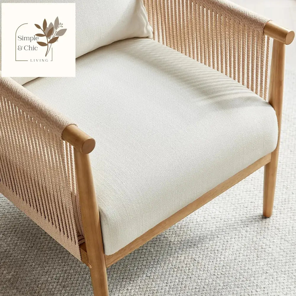 CHITA Braid Armchair Set of 2, Modern Accent Chair for Living Room, Cream