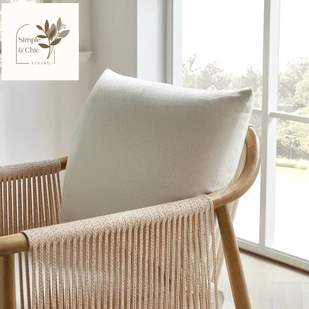 CHITA Braid Armchair Set of 2, Modern Accent Chair for Living Room, Cream